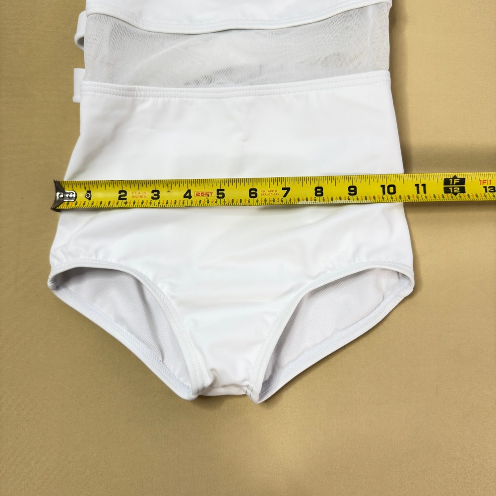Balera‎ White Long Sleeve Mesh Double X-Back Dance Leotard IC Intermediate Child - Picture 4 of 9